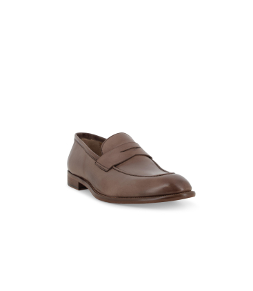 Mocassino penny loafer in pelle marrone taupe u90620q