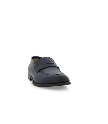 Mocassino penny loafer in pelle blu navy