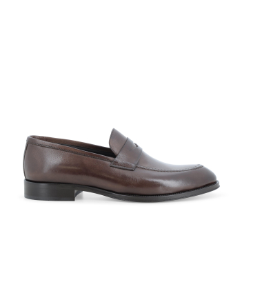 Mocassino classico penny loafer uomo in pelle marrone u90628