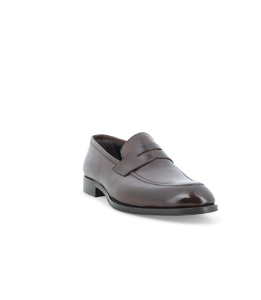Mocassino classico penny loafer uomo in pelle marrone u90628