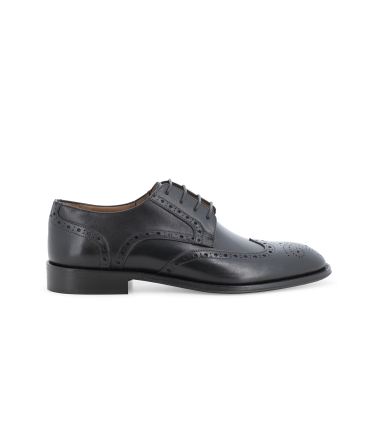 Scarpa elegante francesina stringata tipo brogue in pelle nera u90633