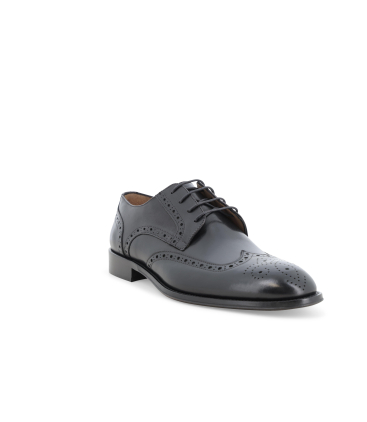 Scarpa elegante francesina stringata tipo brogue in pelle nera u90633