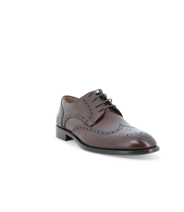 Scarpa elegante francesina stringata tipo brogue in pelle marrone u90633