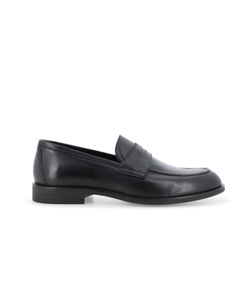 Mocassino college penny loafer in pelle nera liscia u90803