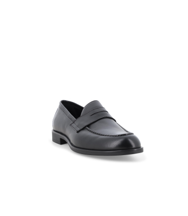 Mocassino college penny loafer in pelle nera liscia u90803