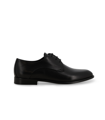 Scarpa derby plain toe liscia in pelle nera