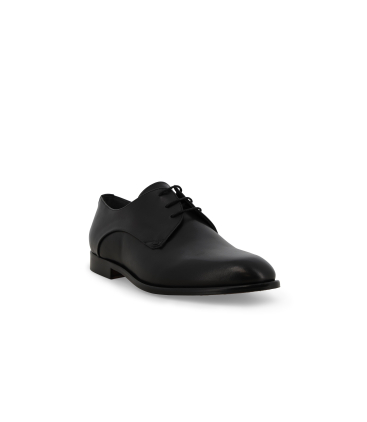 Scarpa derby plain toe liscia in pelle nera
