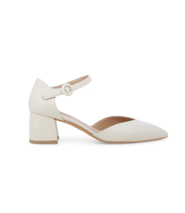 Décolleté donna con cinturino in pelle beige v308q