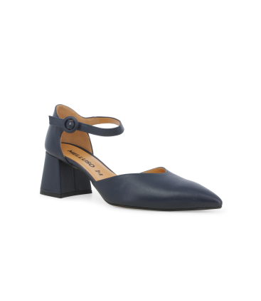 Décolleté donna con cinturino in pelle blu abyss v308q