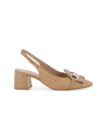 Slingback intrecciata color cuoio con fiocco v311q