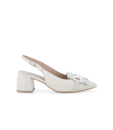 Slingback intrecciata bianco panna con fiocco v311q