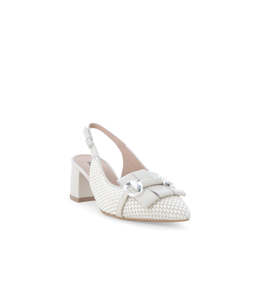 Slingback intrecciata bianco panna con fiocco v311q