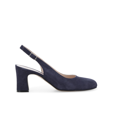 Slingback chiusa in camoscio blu navy con tacco medio x516q