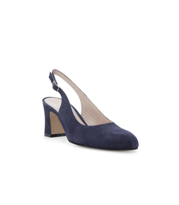 Slingback chiusa in camoscio blu navy con tacco medio x516q