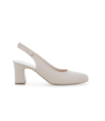 Slingback chiusa in pelle color beige chiaro con tacco medio x516q