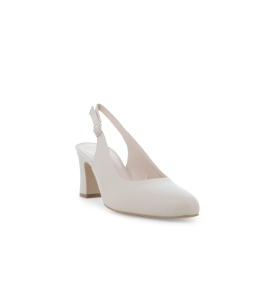 Slingback chiusa in pelle color beige chiaro con tacco medio x516q