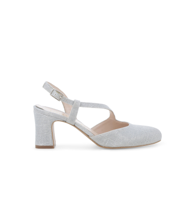 Slingback brillante incrociata in tessuto argento x517q