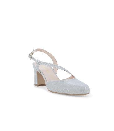 Slingback brillante incrociata in tessuto argento x517q