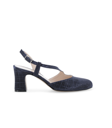 Slingback brillante incrociata in tessuto blu navy x517Q