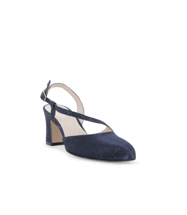 Slingback brillante incrociata in tessuto blu navy x517Q