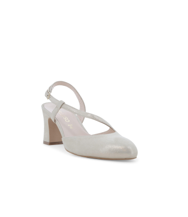 Slingback elegante color champagne con cinturino asimmetrico x517q