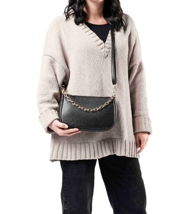 Borsa con tracolla in pelle nero bor6348