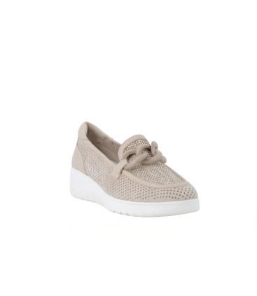 Slip-on comoda in pelle laserata beige con zip k55480