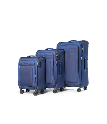 Set completo valigie 3 pezzi in tessuto blu navy pm103