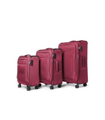 Set completo valigie 3 pezzi in tessuto rosso pm103