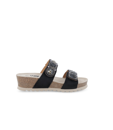 Sandalo donna in camoscio suede nero 018182