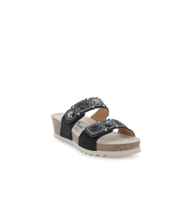 Sandalo donna in camoscio suede nero 018182