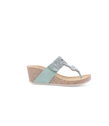 Sandalo infradito donna in camoscio suede verde 018184