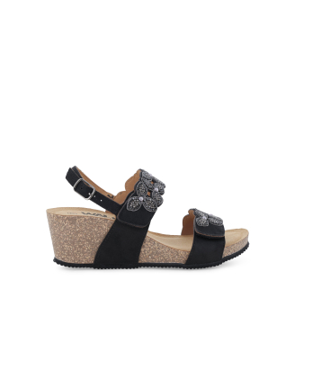 Sandalo donna in camoscio suede nero 018185