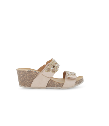 Sandalo donna in camoscio suede beige 018186