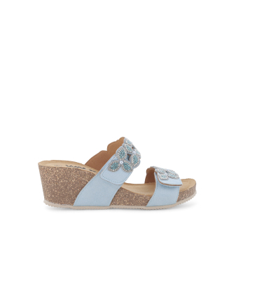 Sandalo donna in camoscio suede azzurro cielo 018186