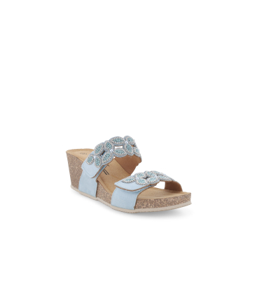 Sandalo donna in camoscio suede azzurro cielo 018186