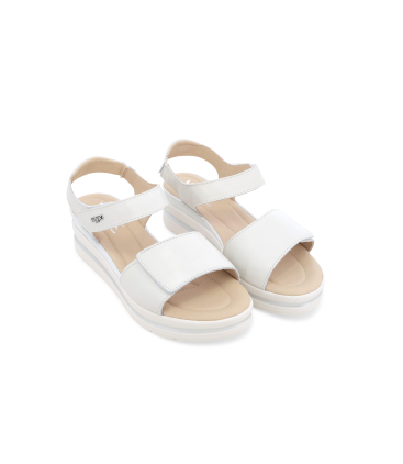 Sandalo sportivo in pelle bianco con zeppa 019185q