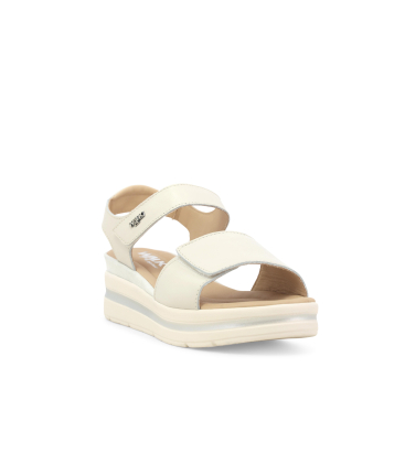 Sandalo sportivo in pelle bianco con zeppa 019185q
