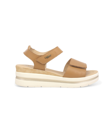 Sandalo sportivo in pelle cuoio con zeppa 019185q