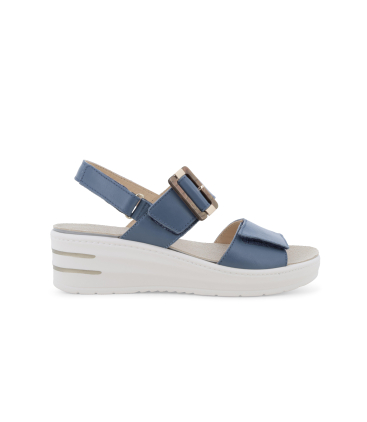 Sandalo sportivo con zeppa platform blu avio 019227q