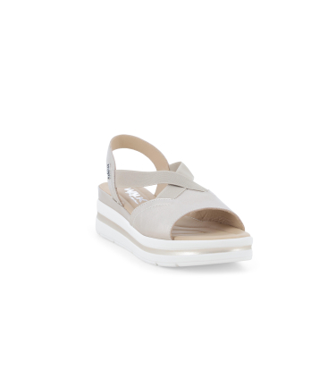 Sandalo sportivo con zeppa platform e fasce elastiche platino 019243q