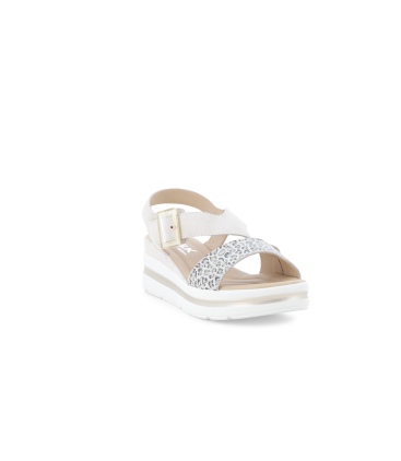 Sandalo donna comodo il pelle beige crema 019270