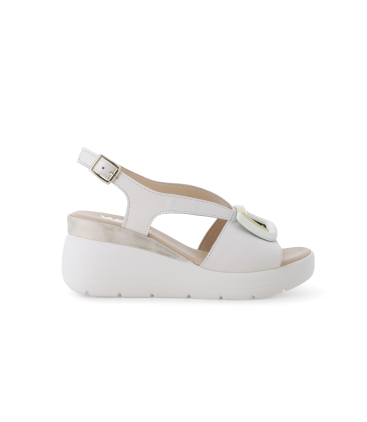 Sandalo donna comodo il pelle bianco 019272