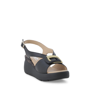 Sandalo donna comodo il pelle nero 019272