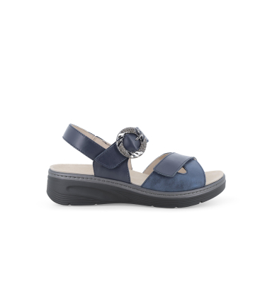 Sandalo sportivo con zeppa platform e cinturini regolabili con strappi blu navy 019283