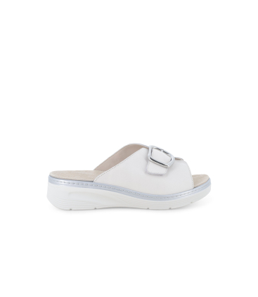 Ciabatta donna comoda anatomica con strappo bianco 019284