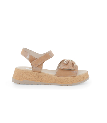 Sandalo sportivo con zeppa platform in pelle cuoio 019287