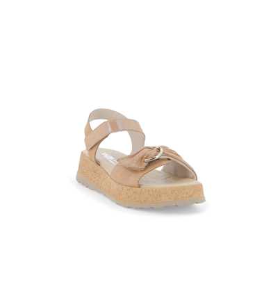 Sandalo sportivo con zeppa platform in pelle cuoio 019287