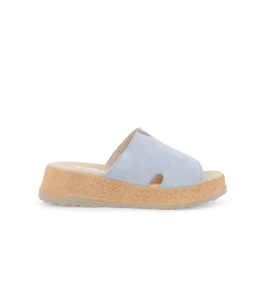 Ciabatta sportiva con zeppa platform in camoscio jeans 019288