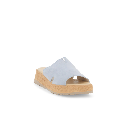 Ciabatta sportiva con zeppa platform in camoscio jeans 019288